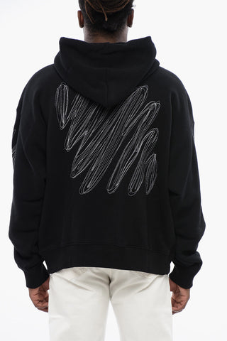 Solid Color SCRIBBLE DIAGS SKATE Hoddie with Patch Pocket
