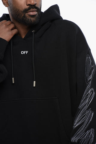 Solid Color SCRIBBLE DIAGS SKATE Hoddie with Patch Pocket
