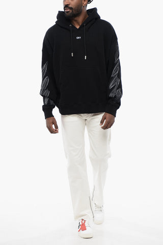Solid Color SCRIBBLE DIAGS SKATE Hoddie with Patch Pocket