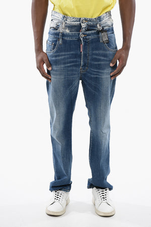 Jeans BURBS Distressed con Lettering in Vernice