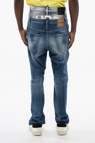 Jeans BURBS Distressed con Lettering in Vernice