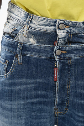 Jeans BURBS Distressed con Lettering in Vernice