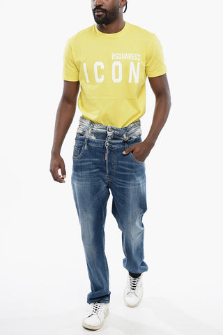 Jeans BURBS Distressed con Lettering in Vernice