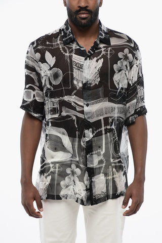Camicia in Chiffon di Seta a Fantasia