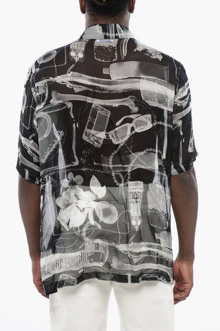 Camicia in Chiffon di Seta a Fantasia