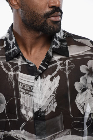 Camicia in Chiffon di Seta a Fantasia
