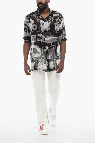 Camicia in Chiffon di Seta a Fantasia