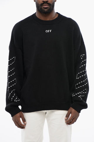 FOR EVER Cotton Blend STITCH ARROW Crewneck Sweater