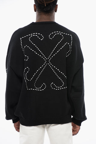 FOR EVER Cotton Blend STITCH ARROW Crewneck Sweater