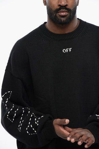 FOR EVER Cotton Blend STITCH ARROW Crewneck Sweater