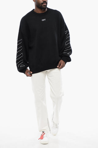 FOR EVER Cotton Blend STITCH ARROW Crewneck Sweater