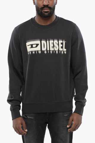 Brushed Cotton S-GINN-L8 Crew-neck Sweatshirt with Contrasting Logo