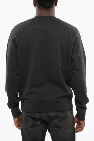 Brushed Cotton S-GINN-L8 Crew-neck Sweatshirt with Contrasting Logo