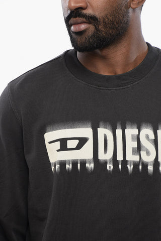 Brushed Cotton S-GINN-L8 Crew-neck Sweatshirt with Contrasting Logo