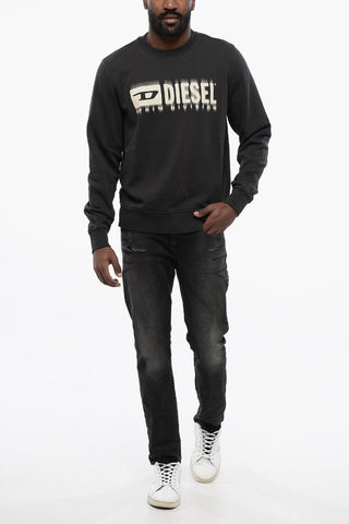Brushed Cotton S-GINN-L8 Crew-neck Sweatshirt with Contrasting Logo