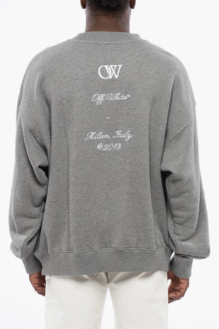 Solid Color Crewneck Sweatshirt with Embroideries