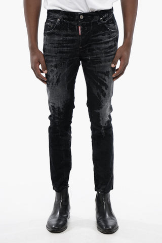Distressed SKATER Denims with Flocked Detail