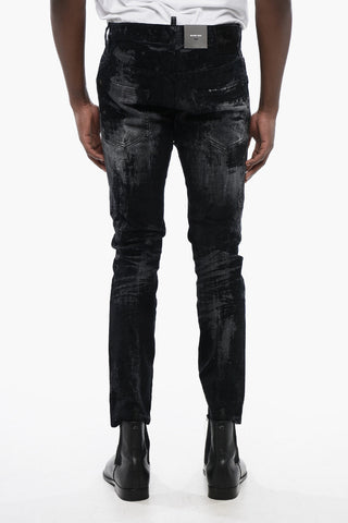 Distressed SKATER Denims with Flocked Detail