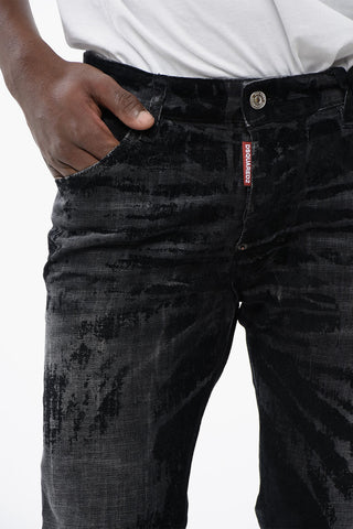 Distressed SKATER Denims with Flocked Detail