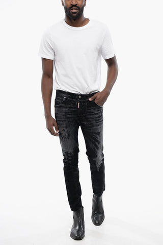 Distressed SKATER Denims with Flocked Detail