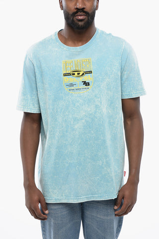 RED TAG Crew-Neck T-Shirt T-JUST-N17 Acid Wash Effect with Embossed Print