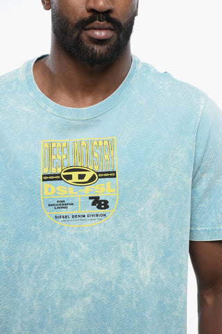 RED TAG Crew-Neck T-Shirt T-JUST-N17 Acid Wash Effect with Embossed Print