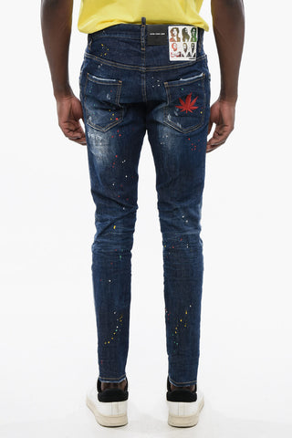 Distressed SUPER TWINKY Denims with Painted Motif