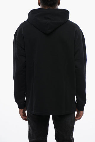 Felpa Hoodie S-BAXT in Cotone Garzato con Logo Ricamato
