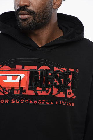 Felpa Hoodie S-BAXT in Cotone Garzato con Logo Ricamato