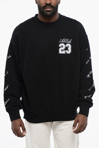 Cotton Crew -neck 23 LOGO SKATE Sweatshirt with Contrast Embroidery