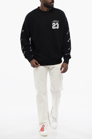 Cotton Crew -neck 23 LOGO SKATE Sweatshirt with Contrast Embroidery