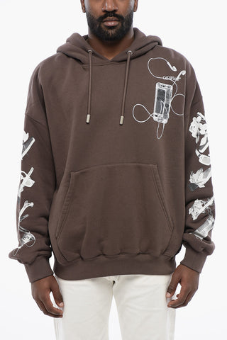 Felpa Hoodie Stampata con Tasca a Toppa