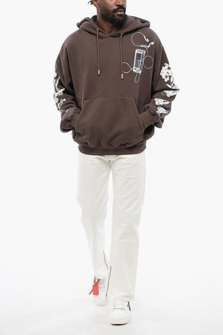 Felpa Hoodie Stampata con Tasca a Toppa