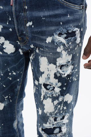 Jeans Relax Fit a Vita Bassa con Effetto Distressed