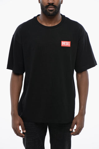 ESSENTIALS Solid Color T-NLABEL-L1 Crew-neck T-Shirt with Contrasting Logo Patch