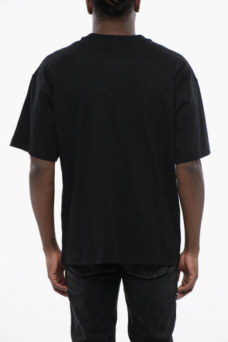 ESSENTIALS Solid Color T-NLABEL-L1 Crew-neck T-Shirt with Contrasting Logo Patch