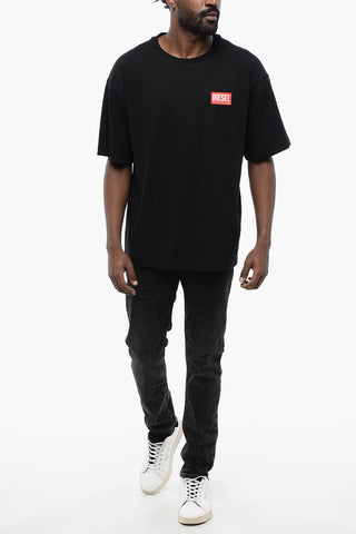 ESSENTIALS Solid Color T-NLABEL-L1 Crew-neck T-Shirt with Contrasting Logo Patch