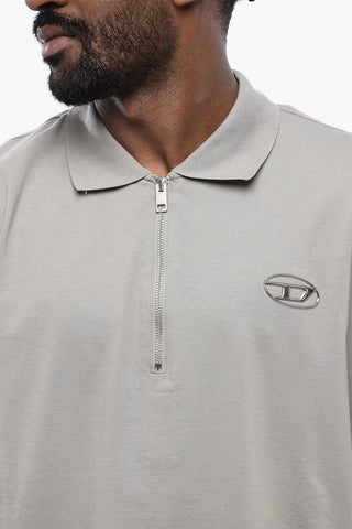 Polo T-VOR-OD in Jersey di Cotone con Mezza Zip e Dettaglio D-Logo