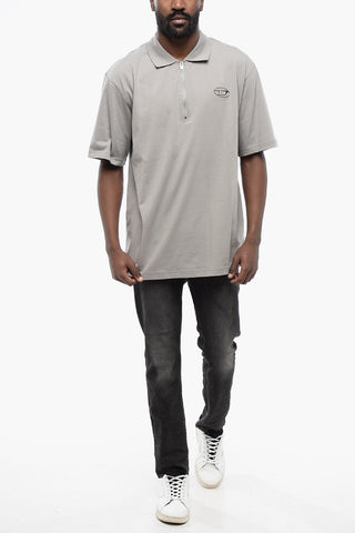 Polo T-VOR-OD in Jersey di Cotone con Mezza Zip e Dettaglio D-Logo