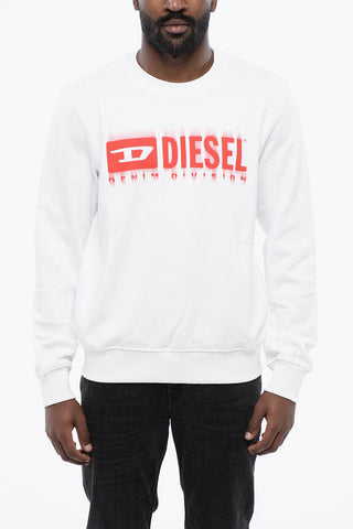 Brushed Cotton S-GINN-L8 Crew-neck Sweatshirt with Contrasting Logo