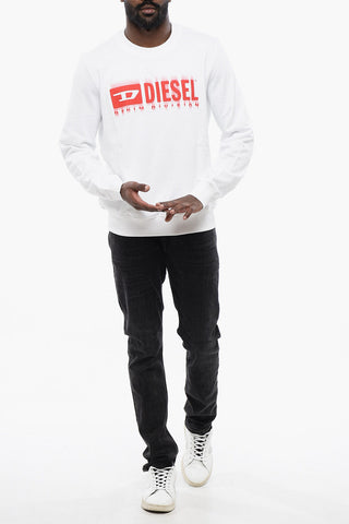 Brushed Cotton S-GINN-L8 Crew-neck Sweatshirt with Contrasting Logo