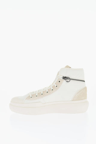 ADIDAS Fabric and Suede Y-3 AJATU COURT High-Top Sneakers with Zip Detail