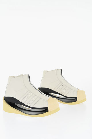 ADIDAS Leather High Top Sneakers with Cut Out Detail