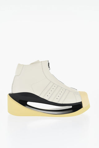 ADIDAS Leather High Top Sneakers with Cut Out Detail