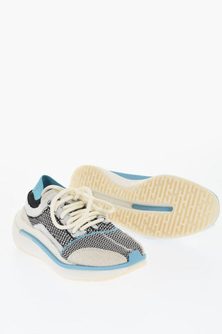 Y-3 YOHJI YAMAMOTO Sneakers Basse QISAN KNIT con Tomaia in Tessuto e Dettagli in Pelle 