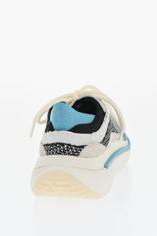 Y-3 YOHJI YAMAMOTO Sneakers Basse QISAN KNIT con Tomaia in Tessuto e Dettagli in Pelle 