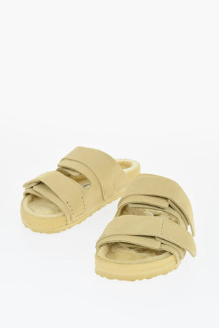 TEKLA x BIRKENSTOCK Suede Double Band Sandals with Shearling Details
