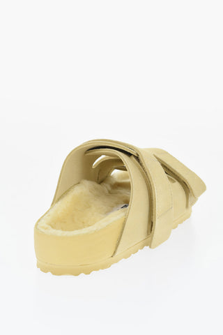 TEKLA x BIRKENSTOCK Suede Double Band Sandals with Shearling Details