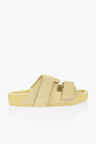 TEKLA x BIRKENSTOCK Suede Double Band Sandals with Shearling Details