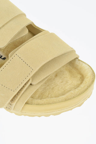 TEKLA x BIRKENSTOCK Suede Double Band Sandals with Shearling Details